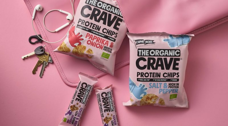 a bag of crave next to a bag of protein bars